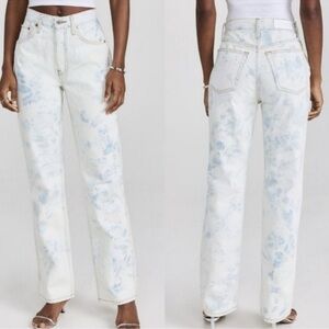 RE/DONE high rise rigid jeans in Sunbleach color